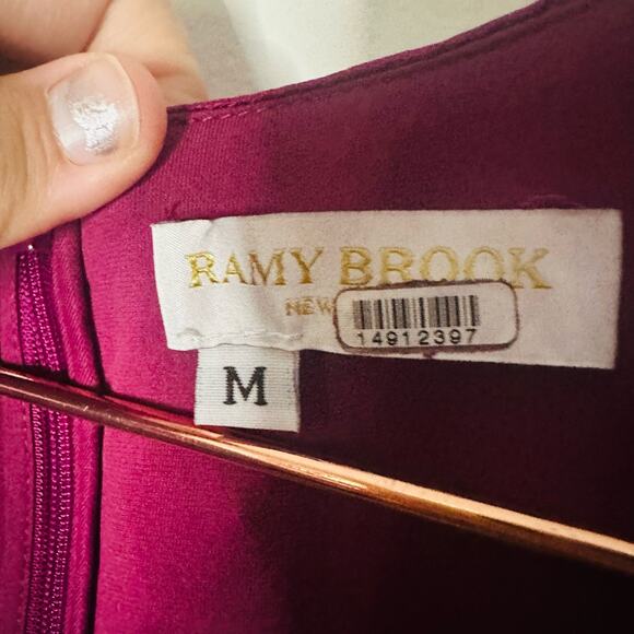 RAMY BROOK Kimberly Purple Metallic Accordion Pleat Corded Waist Cutout Dress M - Picture 9 of 13